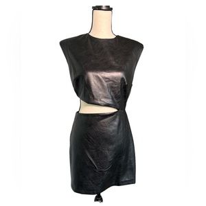 Lucy Paris Faux Leather black mini dress with side cut out‌‌‌‌‌‌‌‌‌‌‌‌‌‌‌‌‍‍‍‍‍‍